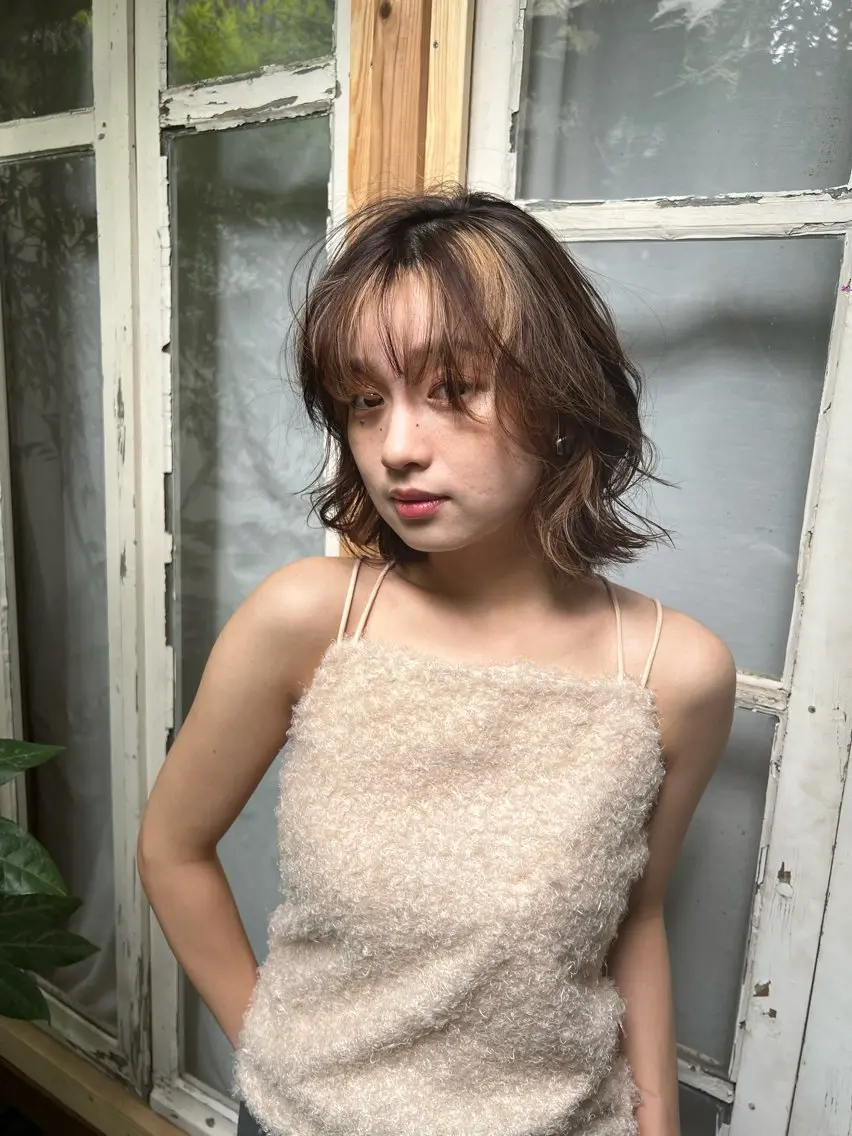 ミディアム カラー カット ヘアカラー 西川 竜誠のヘアスタイル