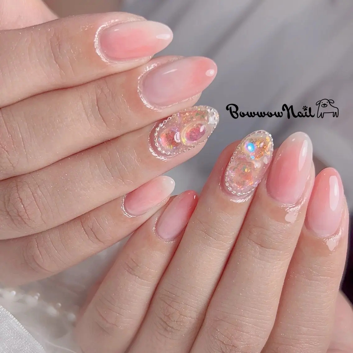 ネイル 韓国ネイル ニュアンスネイル ワンホンネイル ハンドネイル Bow wow Nail さや🧸のネイルデザイン
