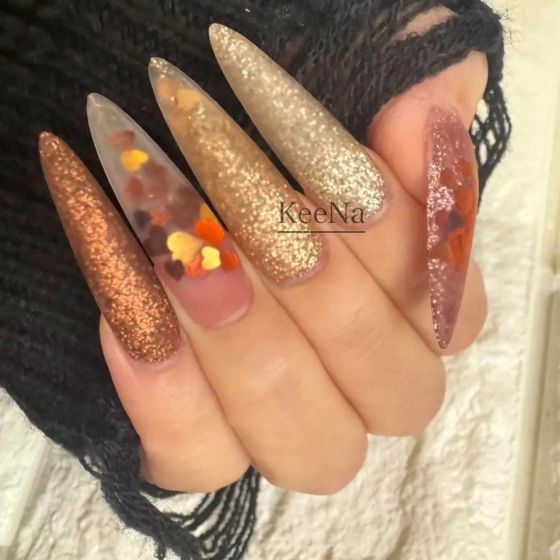 ネイル ハート ロングネイル スカルプネイル KeeNa キーナのネイルデザイン