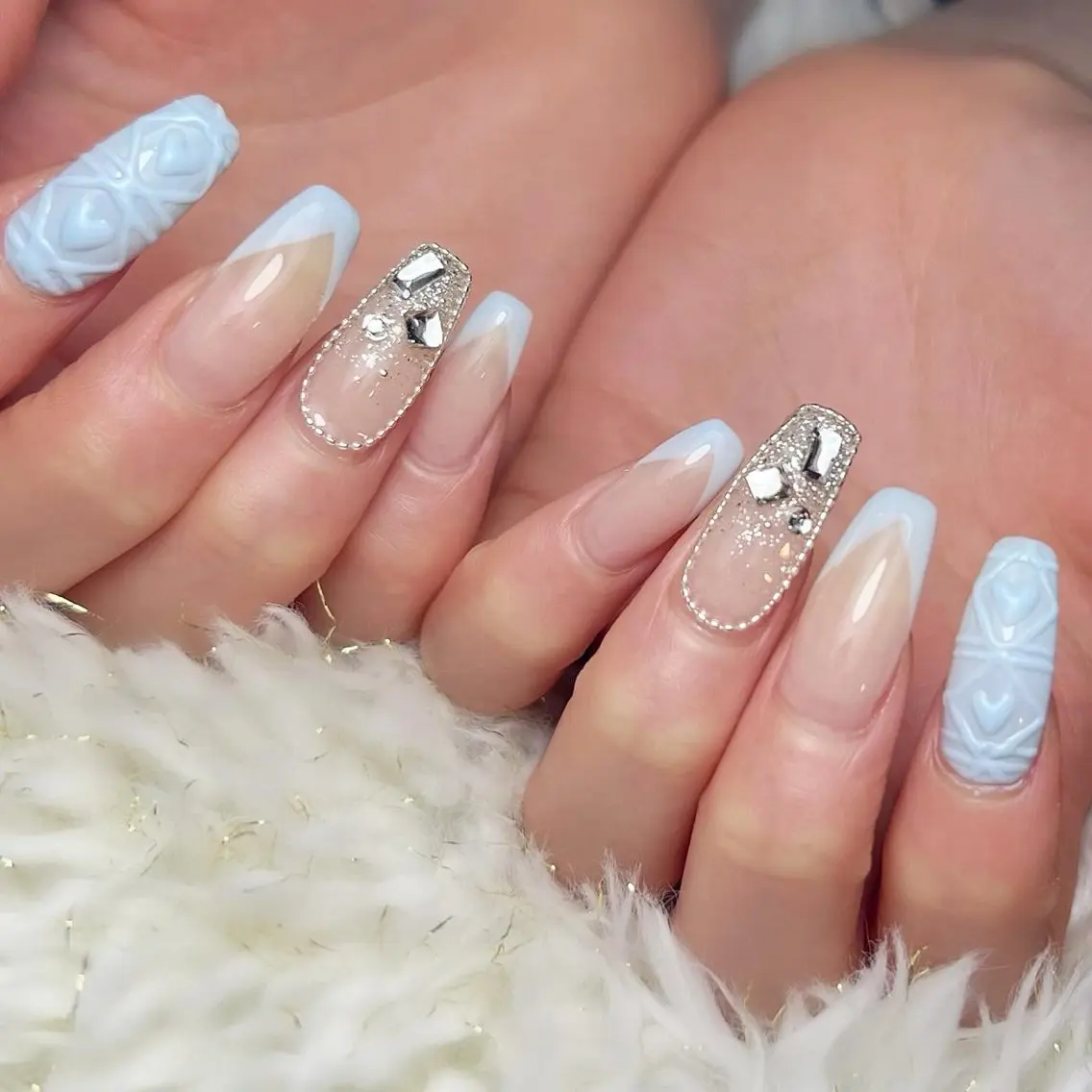 ネイル チークネイル ハート キラキラネイル 韓国ネイル マグネットネイル ハンドネイル Bijou8 nailのネイルデザイン