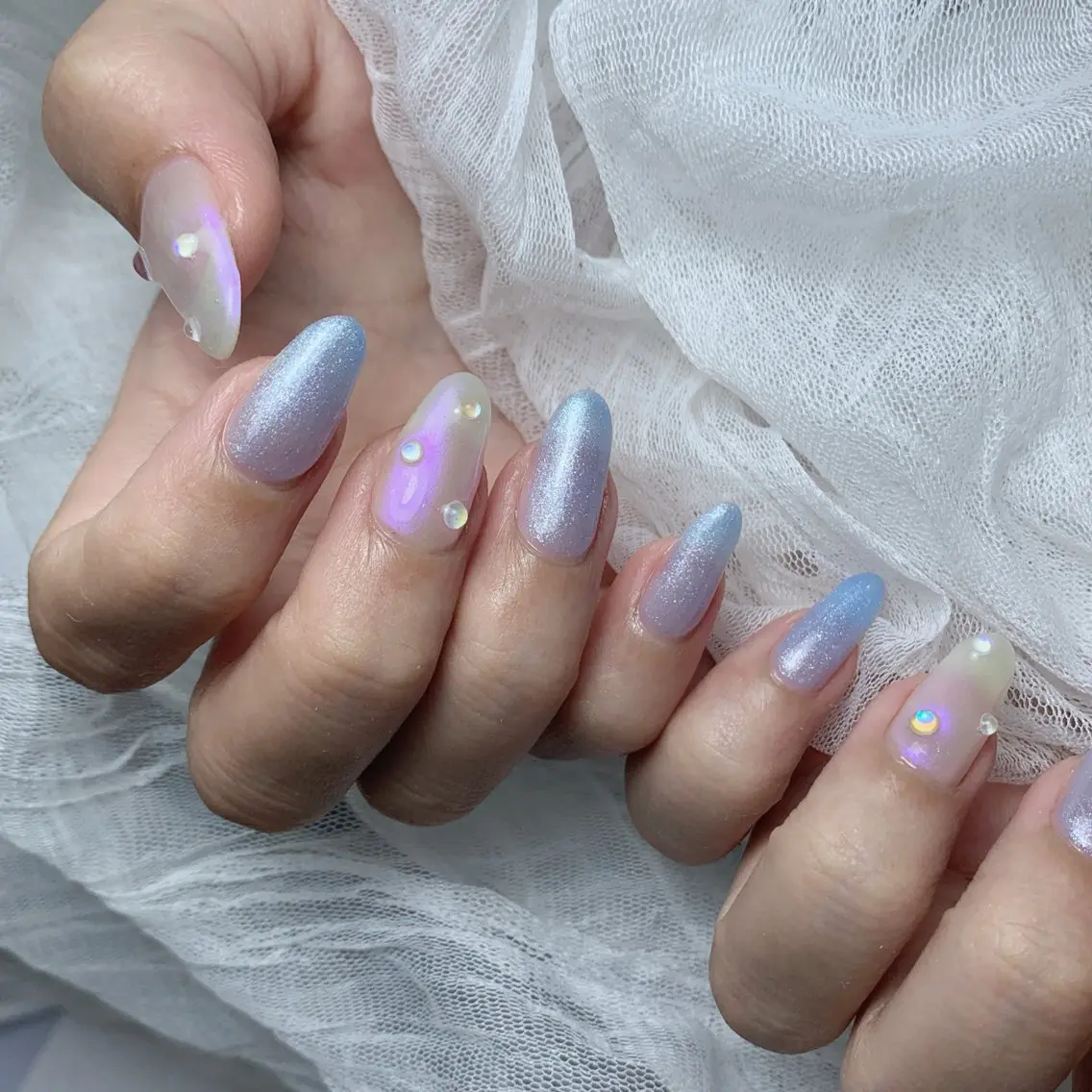 ネイル アートネイル フラッシュネイル フレンチネイル ガラスフレンチ グラデーション M2 BEAUTY アスカのネイルデザイン