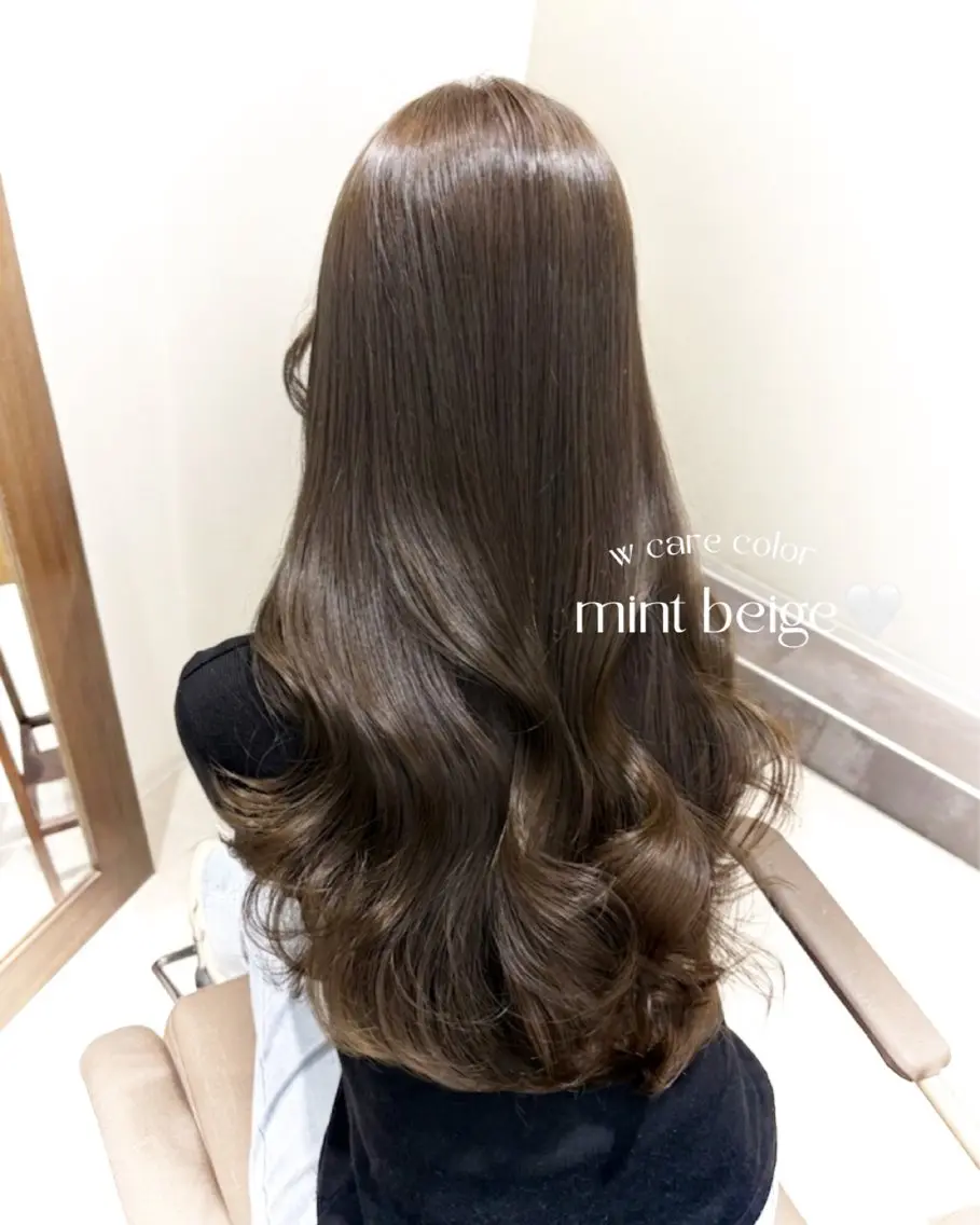 ロング カラー ベージュカラー ブリーチ ダブルカラー ヘーゼル ブリーチなしカラー ヘアカラー トリートメント ブリーチなしWカラー 🎀韓国ヘア/amiのヘアスタイル