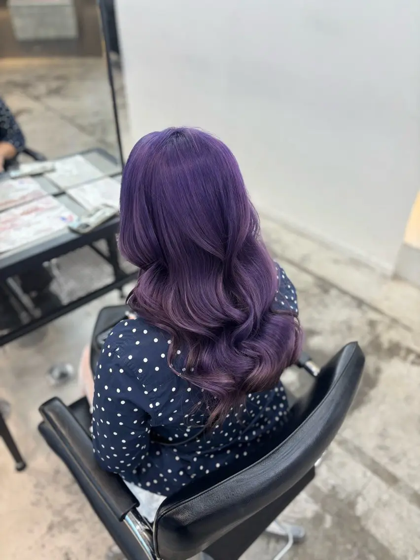 ロング カラー ブルーカラー デザインカラー ダブルカラー ラベンダーカラー エクステ ヘアカラー レイヤー sala 推しカラー職人🎀のヘアスタイル
