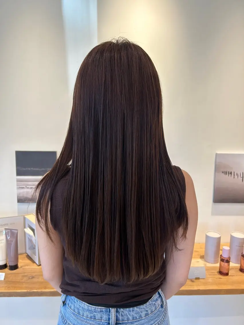 ロング 縮毛矯正 カット ヘアカラー トリートメント ヘッドスパ emu minekoのヘアスタイル