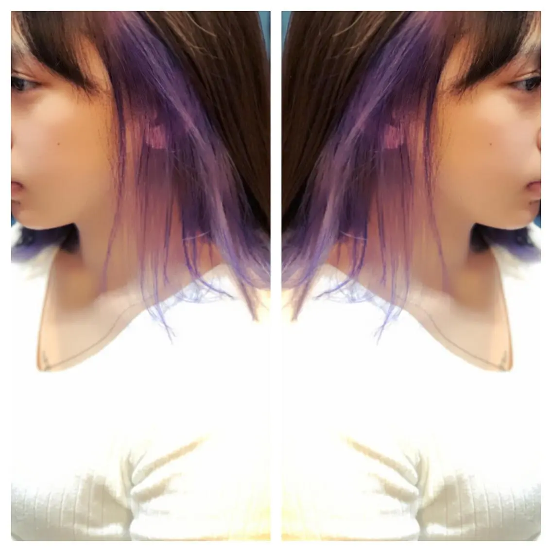 ミディアム カラー インナーカラー パープルカラー ヘアカラー ✖️リーアキト LEEAKITO✖️のヘアスタイル