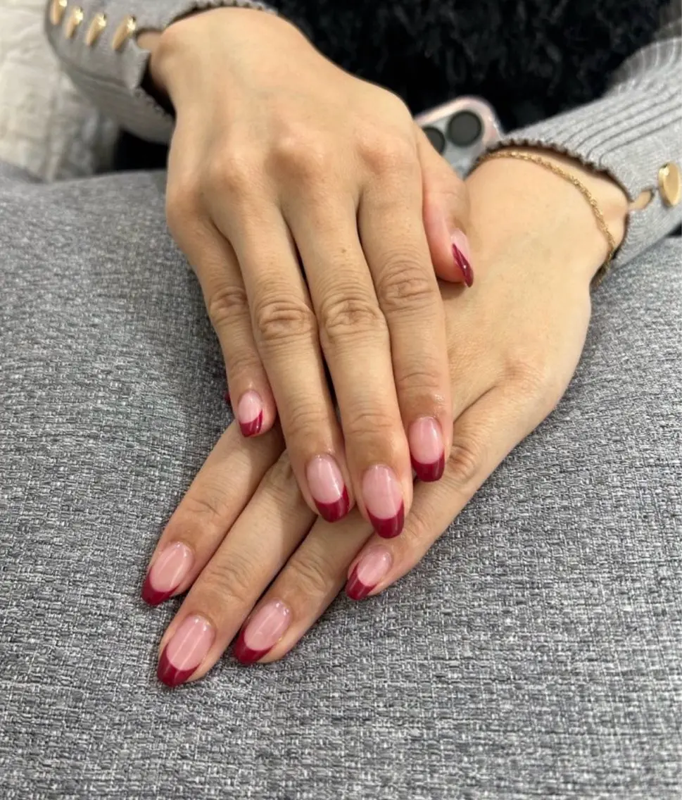 ネイル ボルドー フレンチネイル ハンドネイル LUCULIA 三田のネイルデザイン