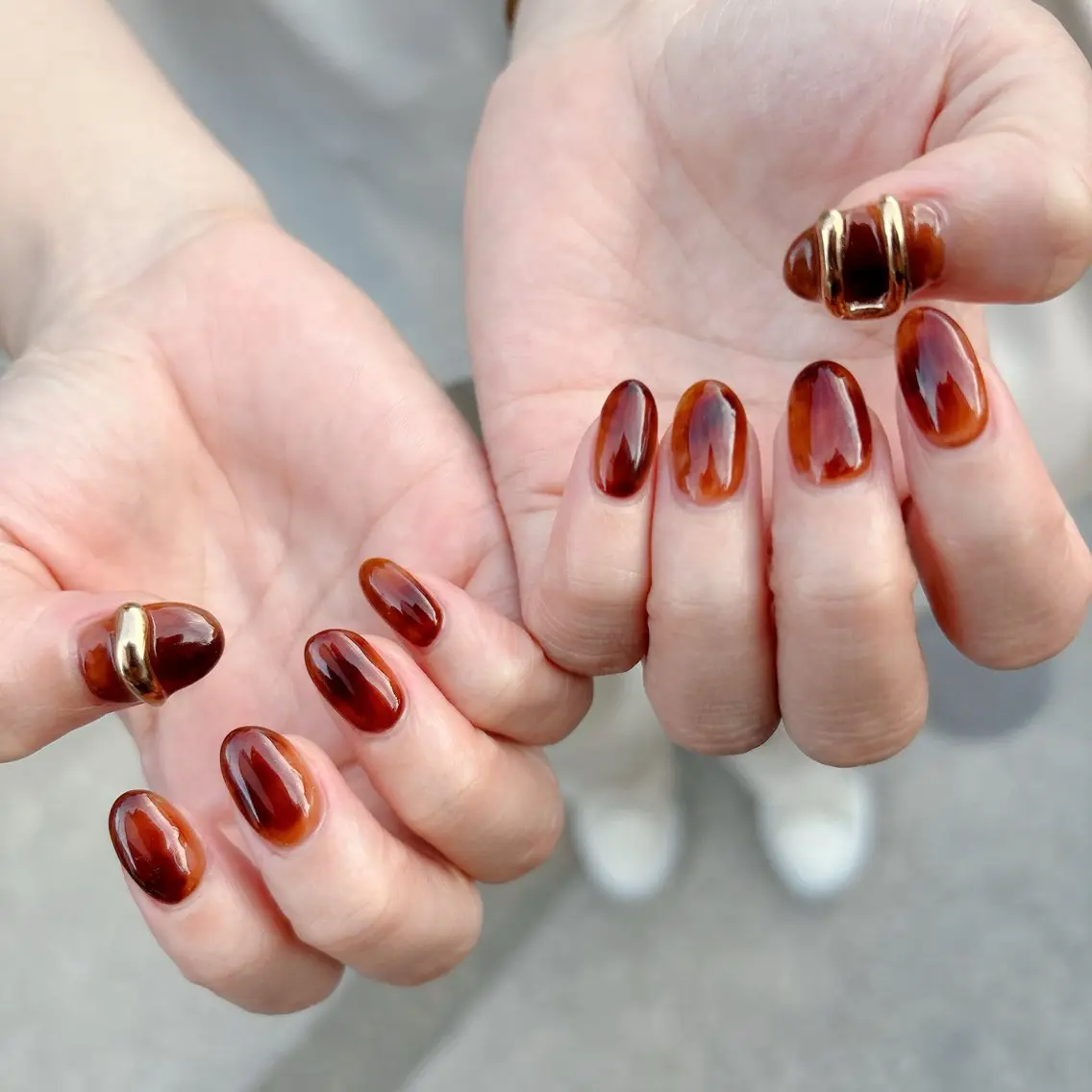 ネイル べっ甲ネイル ブラウン ハンドネイル nailsalon Asryのネイルデザイン