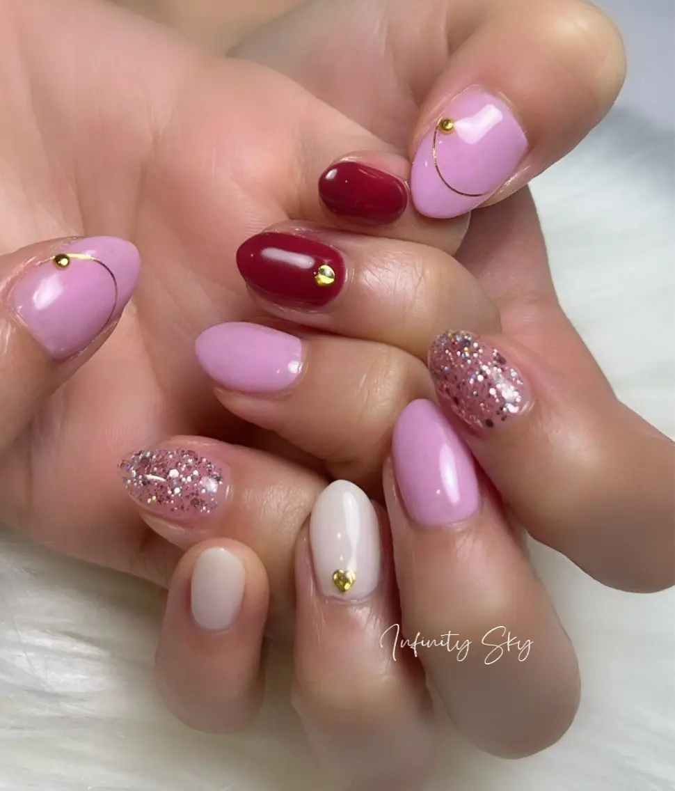 ネイル ピンク infinity skyのネイルデザイン