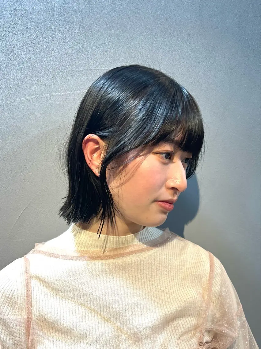 ショート カラー 切りっぱなしボブ ボブ カット ヘアカラー トリートメント 神戸ボブ✂️ ioe三宮/田 伸佳のヘアスタイル