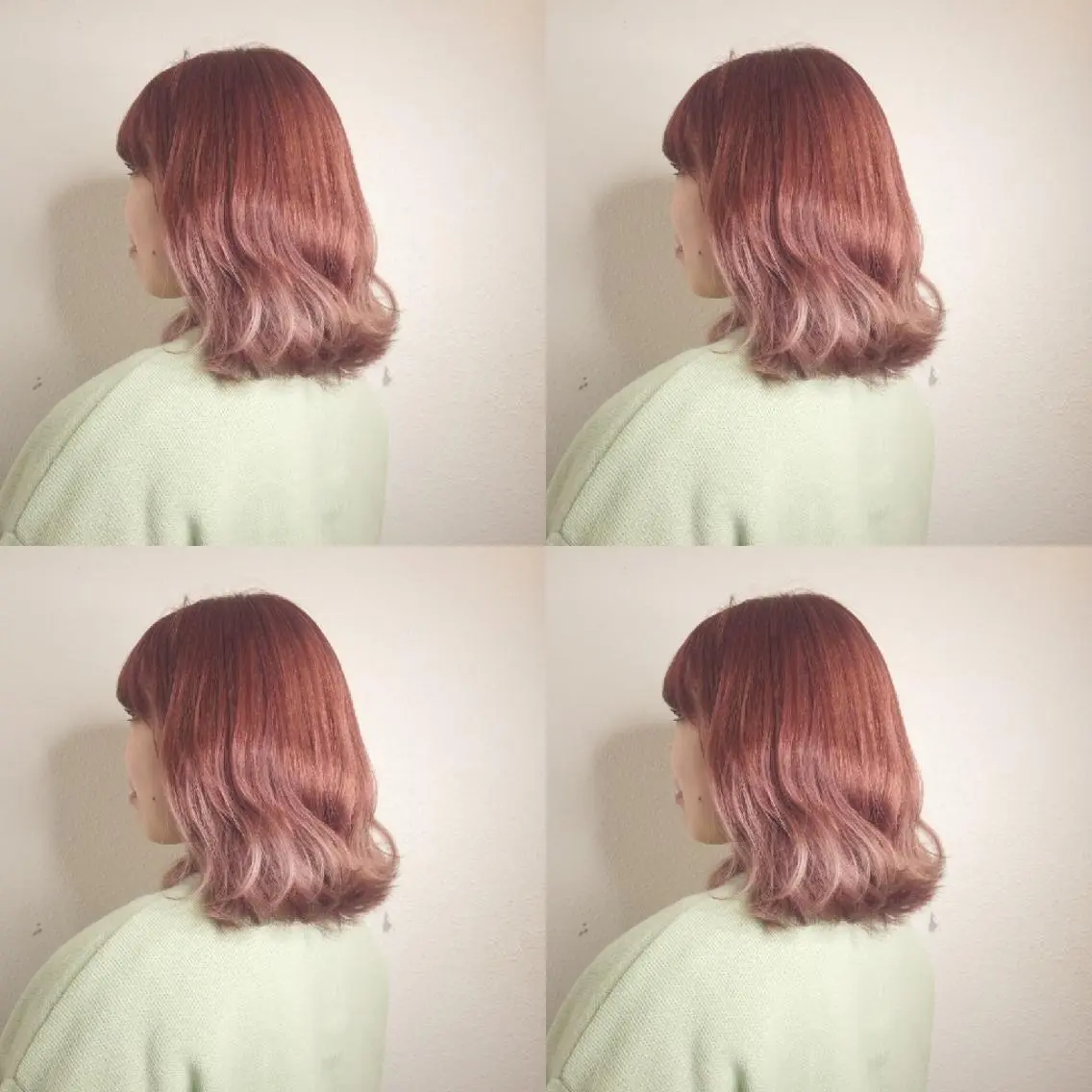 カラー ヘアアレンジ セミロング ベージュカラー ピンクカラー ピンクベージュ 竹内啓太 ボブのヘアスタイル