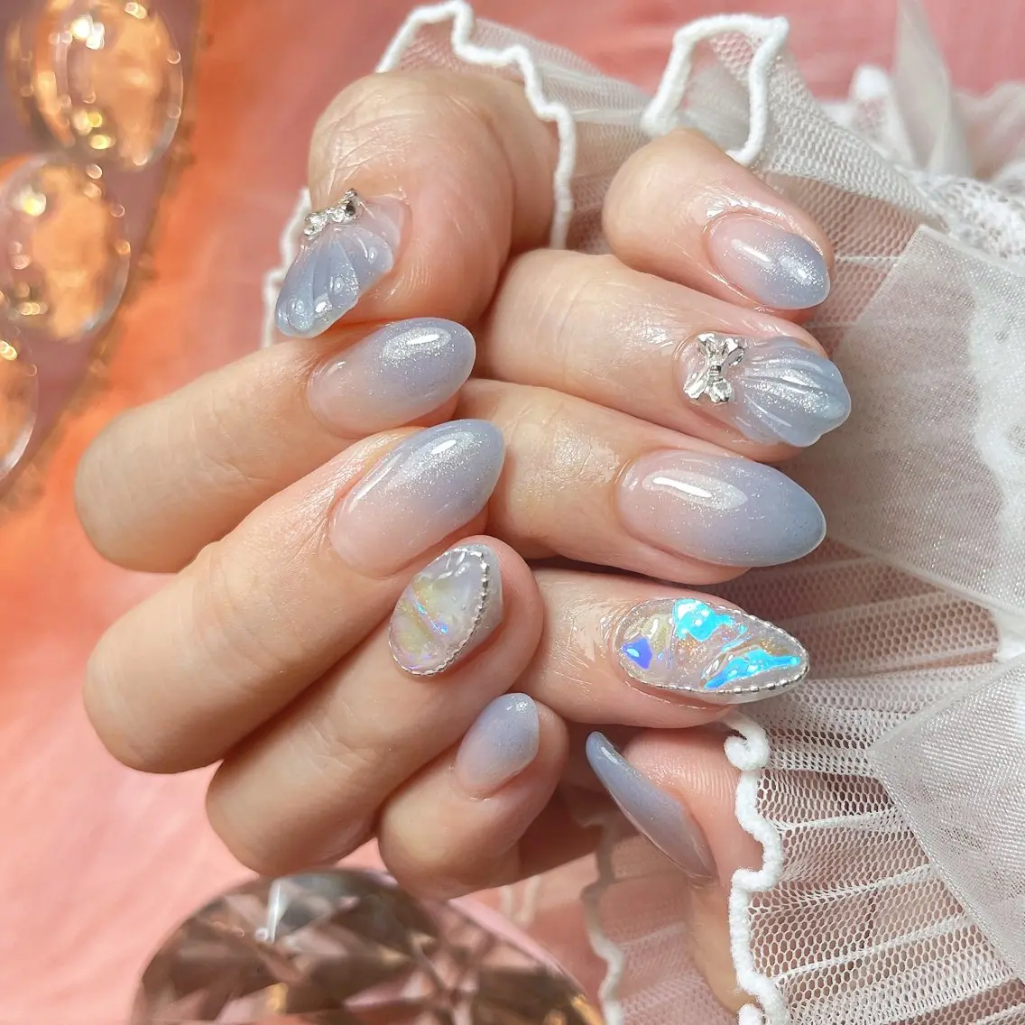 ネイル 24時まで❤︎韓国、 ワンホンネイルのネイルデザイン