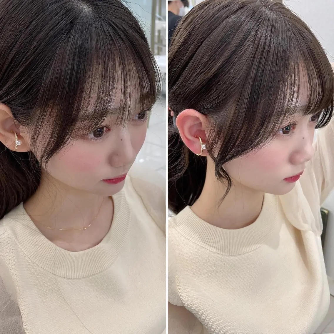 セミロング カラー グレージュ COA GINZA 空也/前髪/顔まわりのヘアスタイル