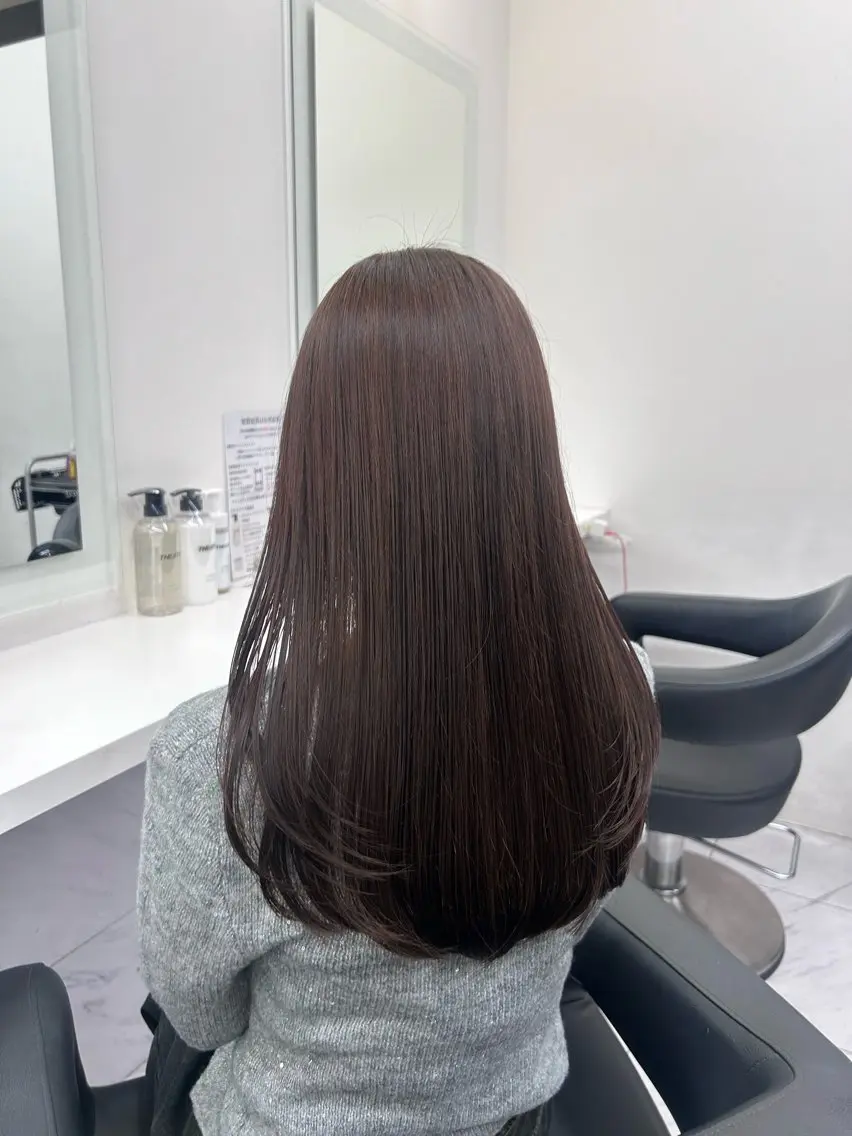 ロング カラー ヘアアレンジ メンズ キッズ ヘアカラー トリートメント ヘアセット ブリーチなしカラー/ ブラウン/レイヤーのヘアスタイル