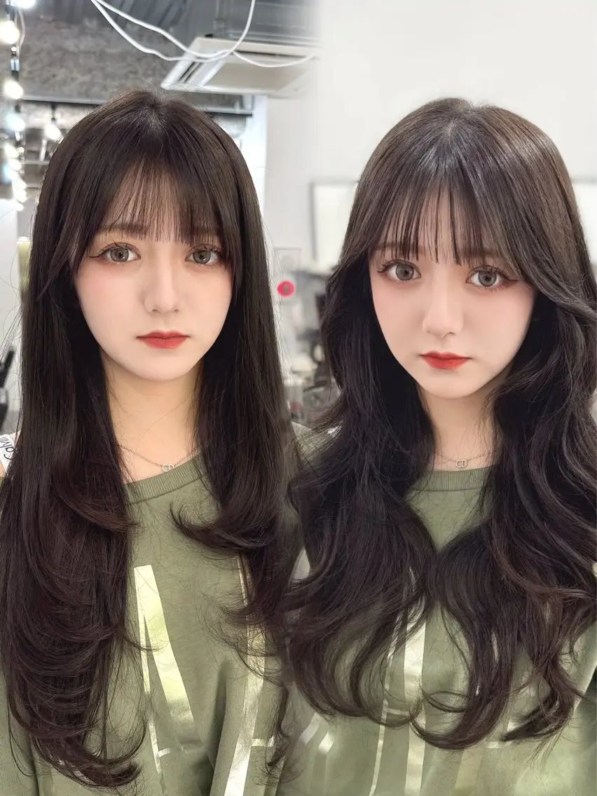 ロング のり🐼顔まわり/ 韓国/レイヤーカットのヘアスタイル