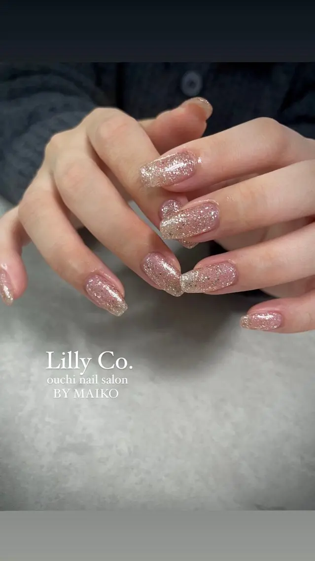 ネイル ラメ(グリッター) ハンドネイル ハンドケア Lilly Co.のネイルデザイン