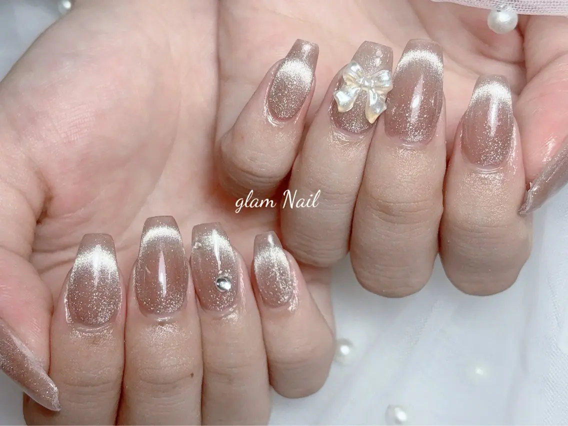 ネイル エツメ💅 長さ出し🎀デザインのネイルデザイン