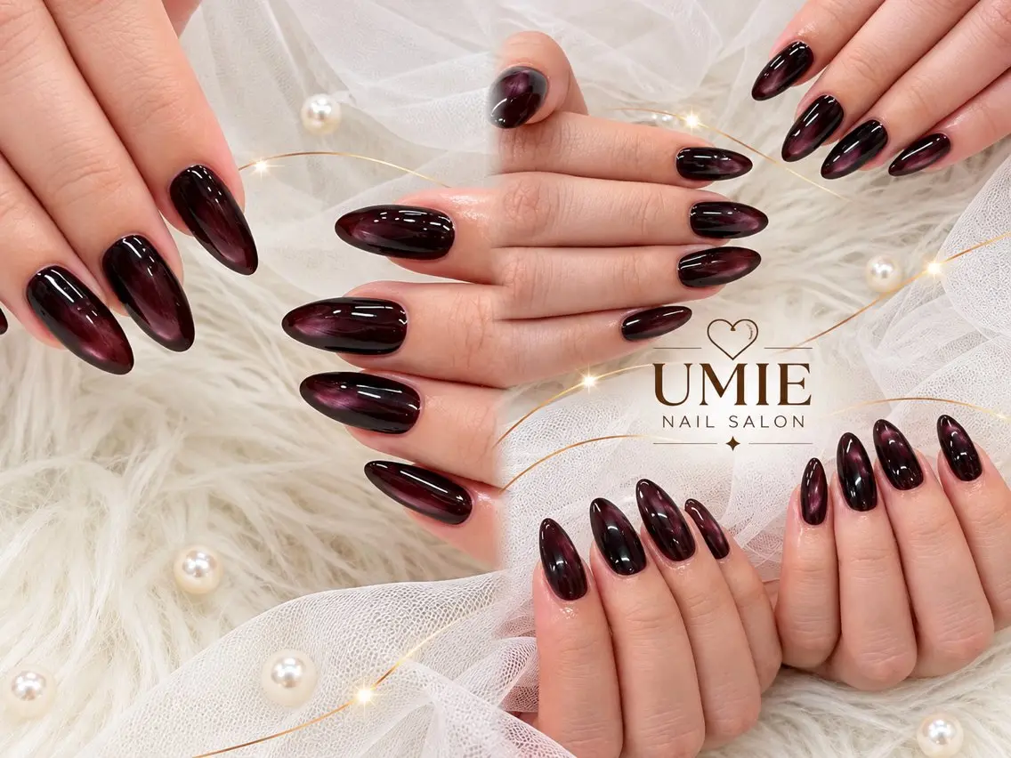 ネイル フットネイル フレンチネイル ジェルネイル ガラスフレンチ マグネットネイル ハンドネイル UMIE NAIL SALONのネイルデザイン