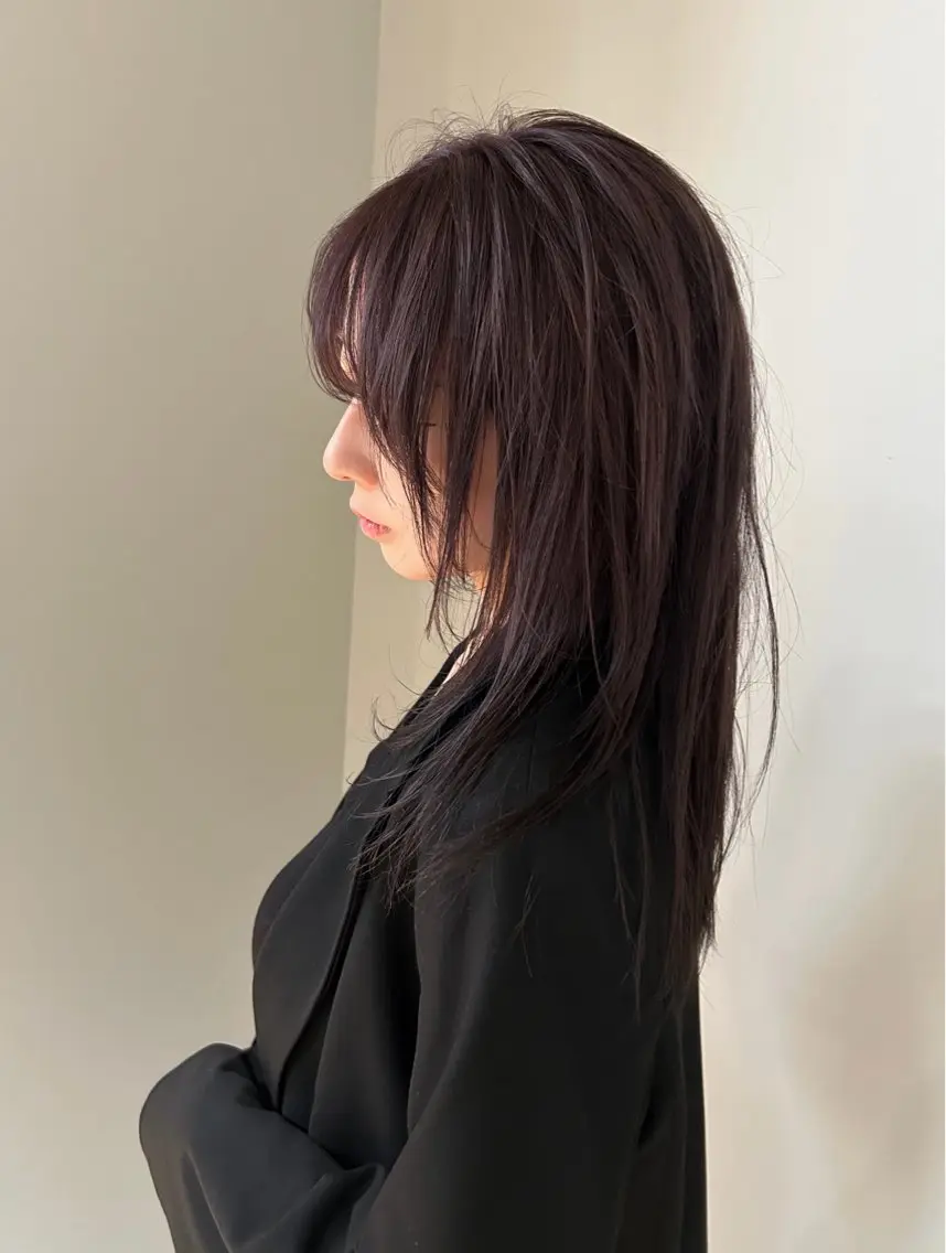 セミロング カラー ダブルカラー パープルカラー ヘアカラー トリートメント funnu ⋆꙳なつみのヘアスタイル