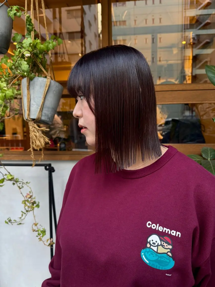 ミディアム カラー パーマ ブラウンカラー ピンクカラー ピンクブラウン カット パーマ トリートメント ENIF 大島 芽生のヘアスタイル