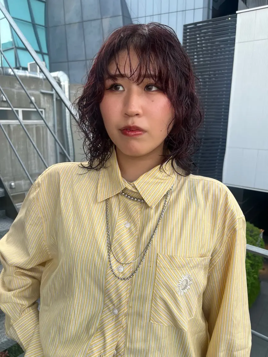 ショート レッドブラウン レイヤーカット 小顔カット ウルフカット ウルフレイヤー レイヤーカット\ウル フ　chinatsuのヘアスタイル