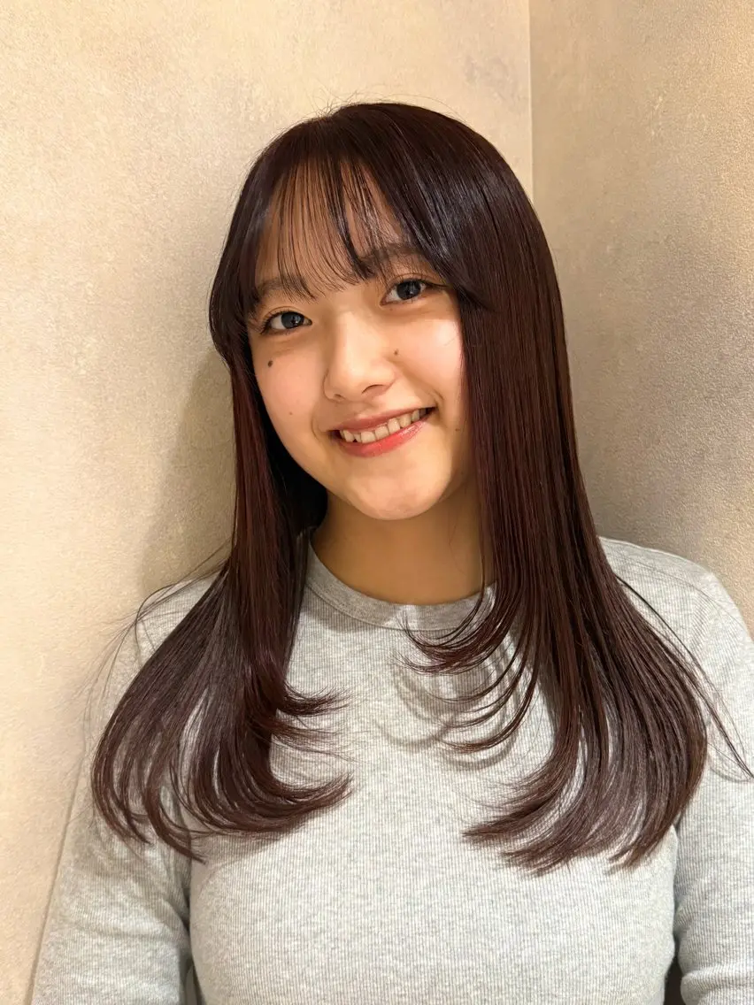 ミディアム カラー ブリーチ ブリーチなしカラー ヘアカラー 韓国レイヤー 🎀ダブルカラーのヘアスタイル