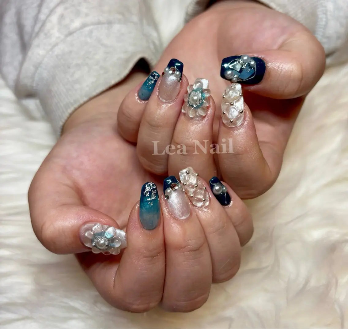 ネイル 成人式 持ち込み ぷっくりネイル Lea Nailのネイルデザイン