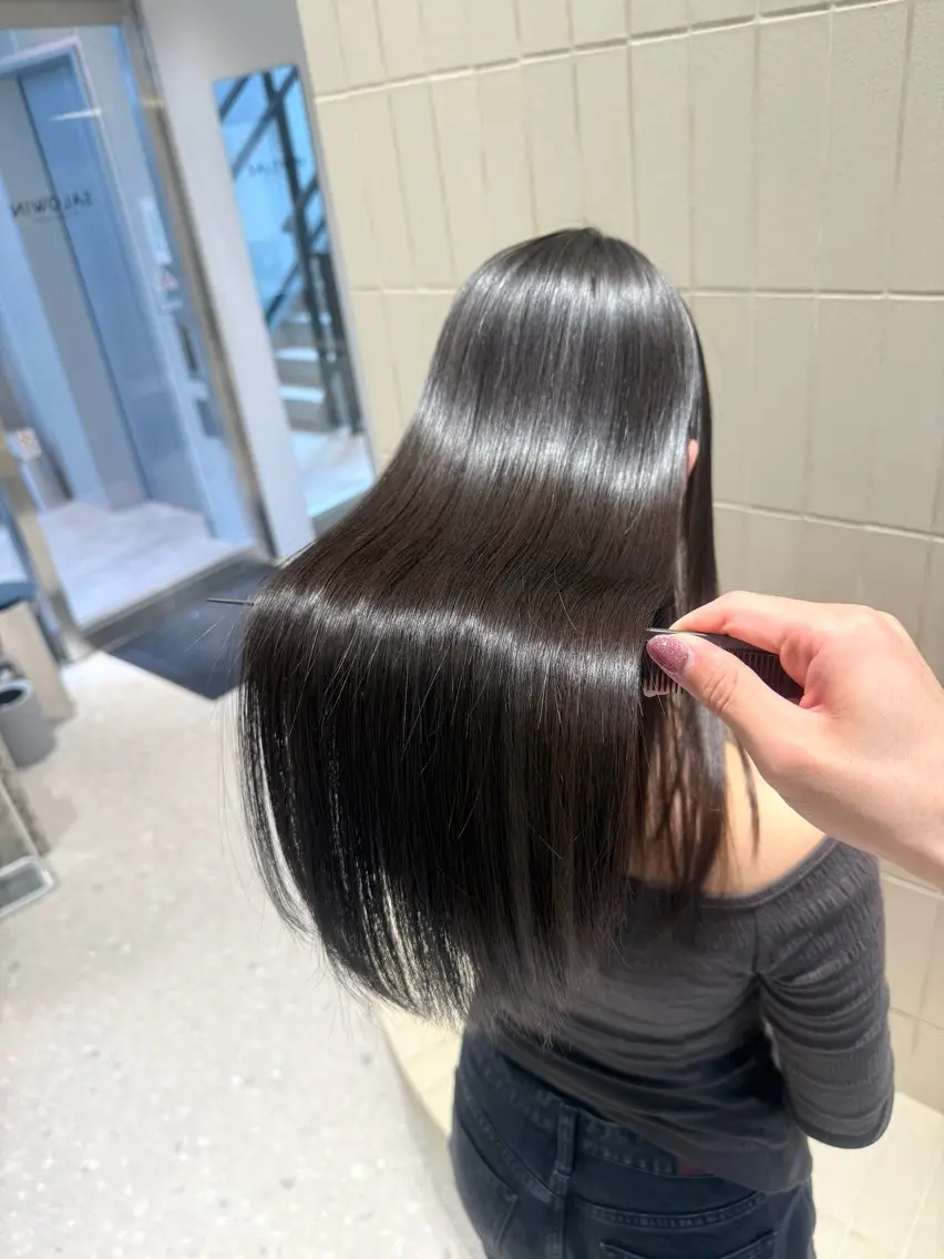 ロング パーマ ヘアアレンジ 縮毛矯正 ストレートパーマ 縮毛矯正 トリートメント 縮毛矯正/髪質改善/ ブリーチ毛/木元渓太のヘアスタイル