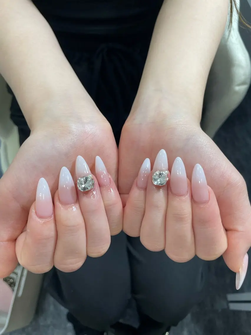 ネイル ガーリー ハート 韓国ネイル ニュアンスネイル リボン Sora nail 長さ出し専門店のネイルデザイン