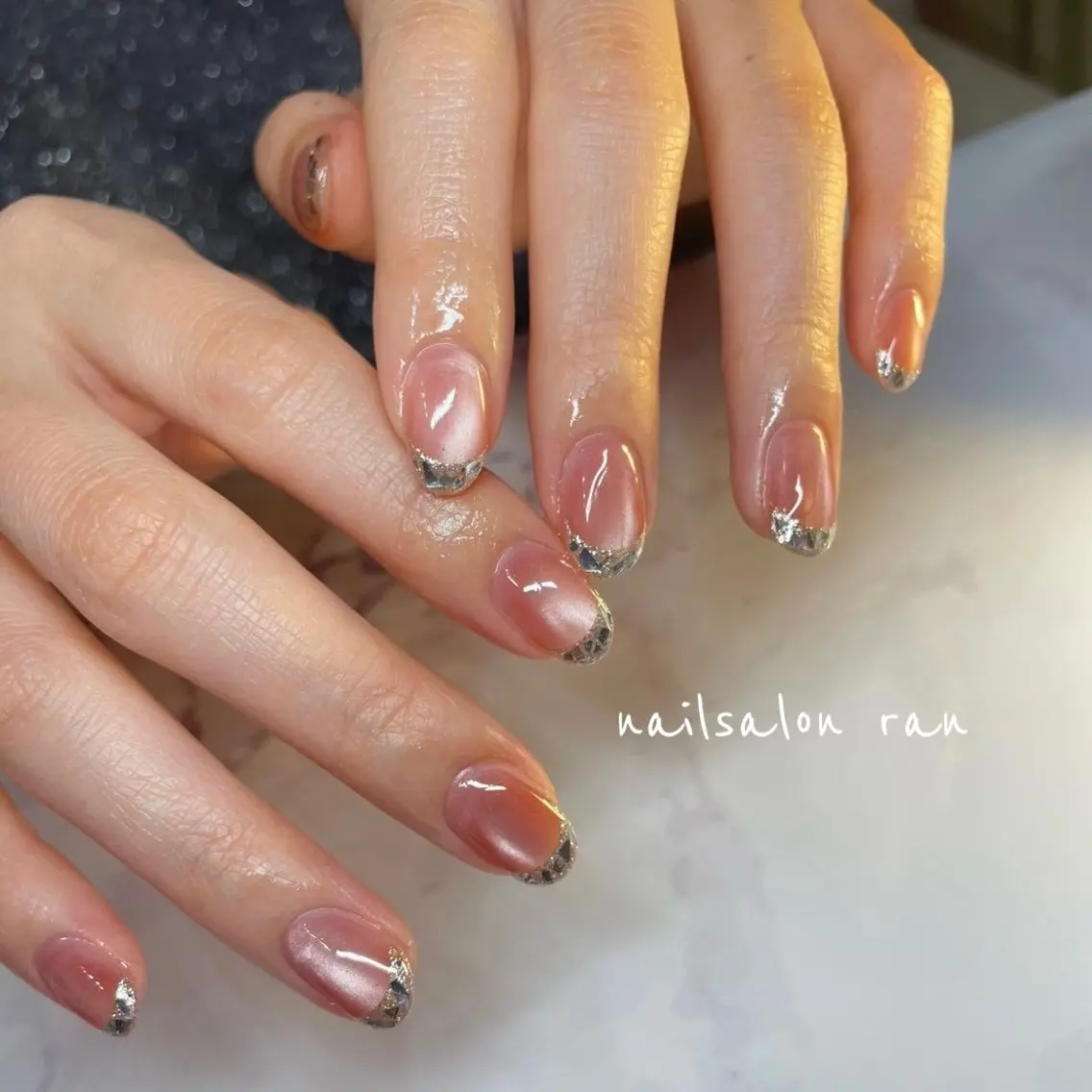 ネイル フレンチネイル ガラスフレンチ マグネットネイル nailsalon ranのネイルデザイン