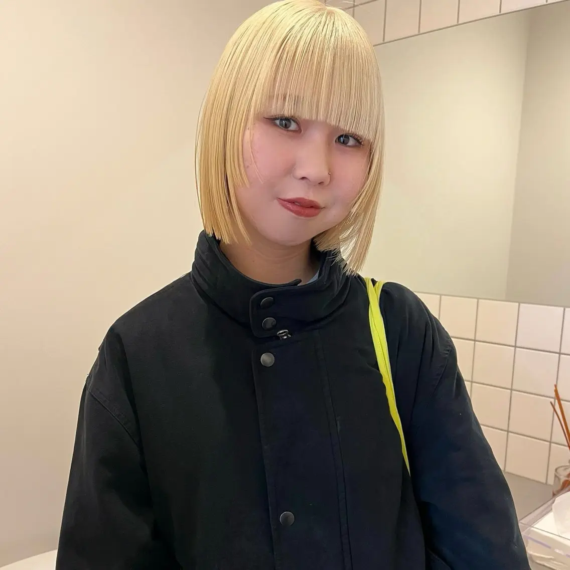 ミディアム カラー ブロンド カット ヘアカラー 舟橋耀/ブリーチカラ ー/レイヤーカットのヘアスタイル