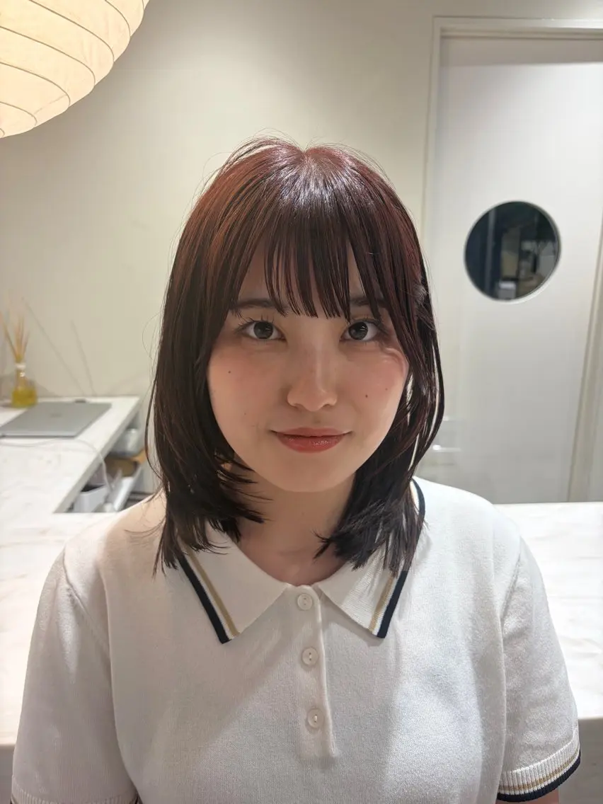 ミディアム 顔周りカット 韓国風ヘア レイヤーカット 透明感カラー🪽 ゆうかのヘアスタイル