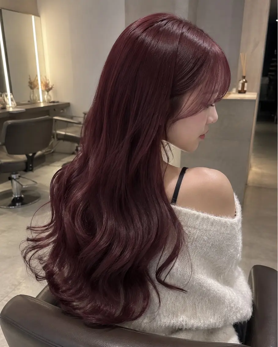 ロング カラー ヘアカラー 🍒モテ暖色カラー × うる艶✧ ゆなのヘアスタイル