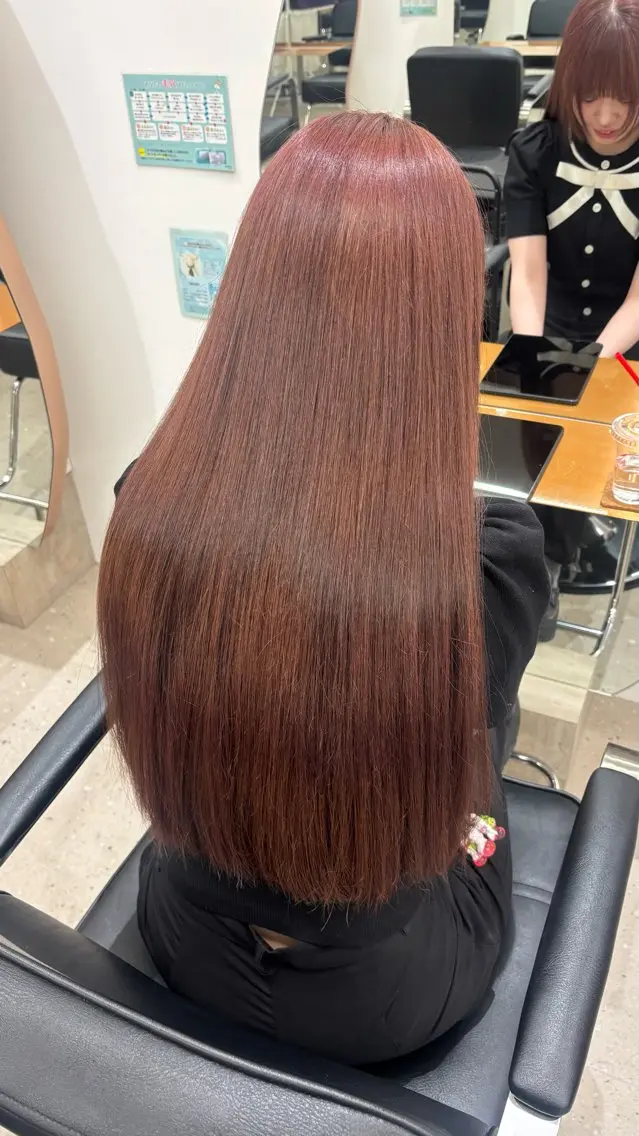 ロング カラー ブラウンカラー ピンクカラー ピンクブラウン トリートメント ヘアカラー トリートメント 髪質改善/水素カラー /梅田茶屋町/ほのかのヘアスタイル