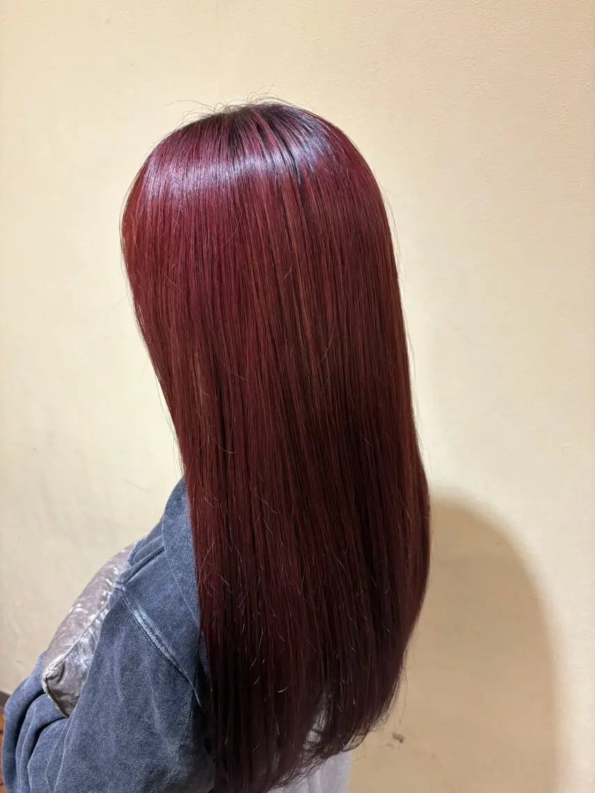 ロング カラー ブリーチ 透明感カラー ブリーチなしカラー レッドカラー カット ヘアカラー ゆ うのヘアスタイル