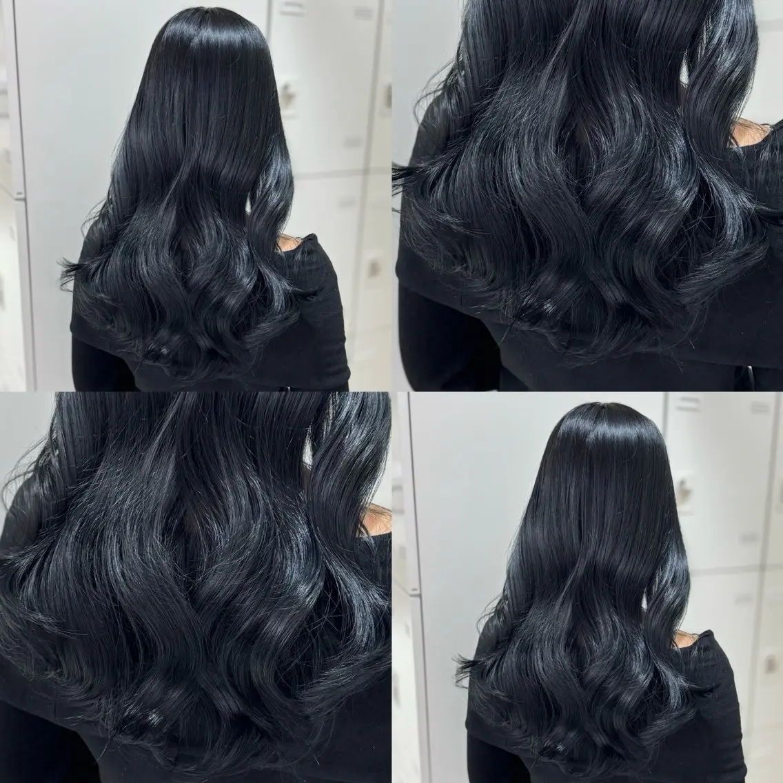 ロング 髪質改善 韓国風ヘア カット ヘアカラー トリートメント 縮毛矯正× ブルーブラック/池袋のヘアスタイル