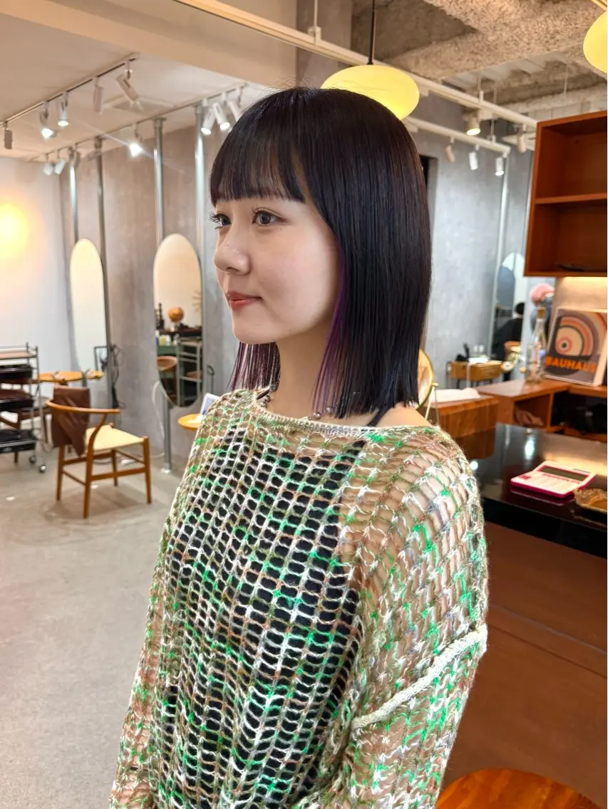 イヤリングカラー+全体カラー+バイカルテクイックトリートメント🌿の写真