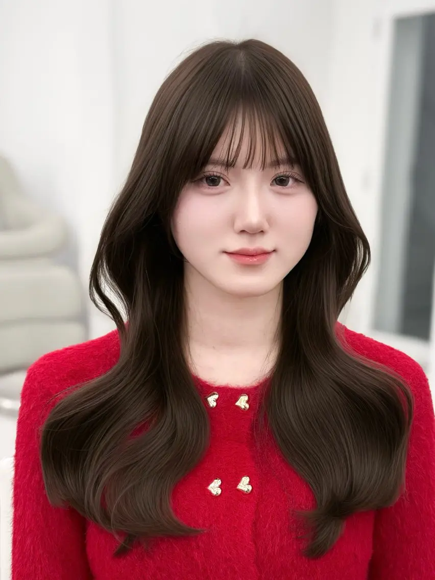 ロング カラー 透明感カラー 顔まわりレイヤー 顔周りカット ハッシュカット 髪質改善 カット ヘアカラー トリートメント 韓国ガーリーヘア🎀 Sayaka🤍のヘアスタイル