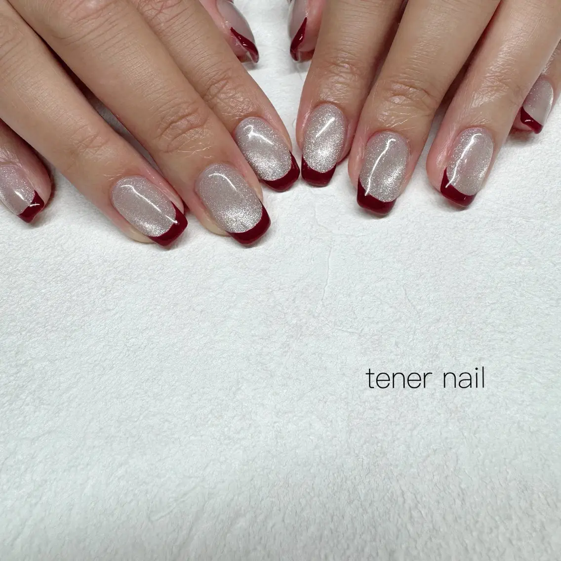 ネイル ボルドー フレンチネイル マグネットネイル ハンドネイル テネルネイル tener nailのネイルデザイン