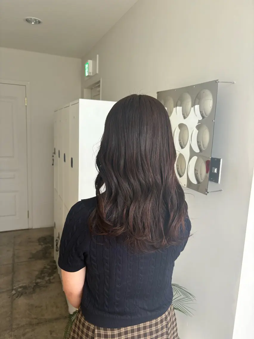 ロング カラー ブラウンカラー オレンジ オレンジブラウン カット ヘアカラー トリートメント レイヤー/髪質改善/ 吉野 妃香のヘアスタイル