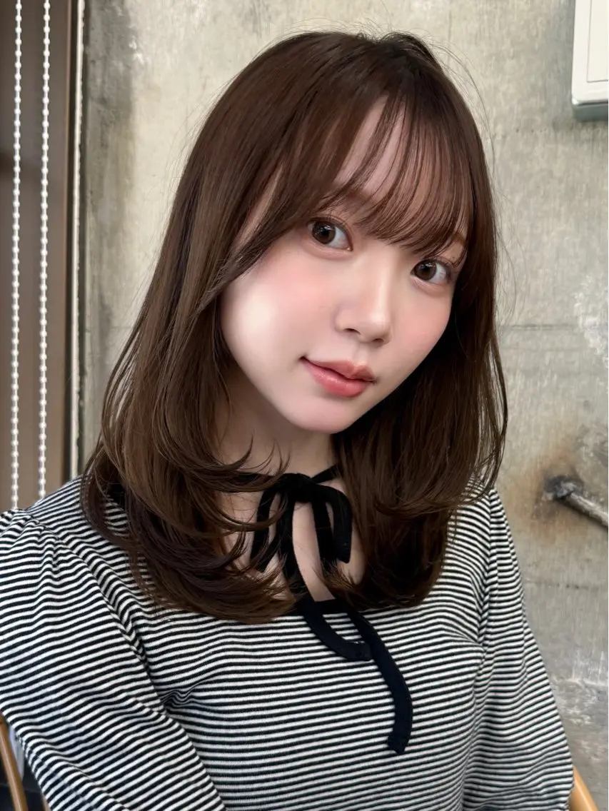 ミディアム カラー ベージュカラー オリーブベージュ レイヤーカット ヘアカラー 🤍レイヤー✖️透明 感/Haruna🤍のヘアスタイル