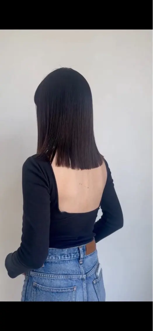ミディアム トリートメント 酸性ストレート カット 藤村 翔充のヘアスタイル