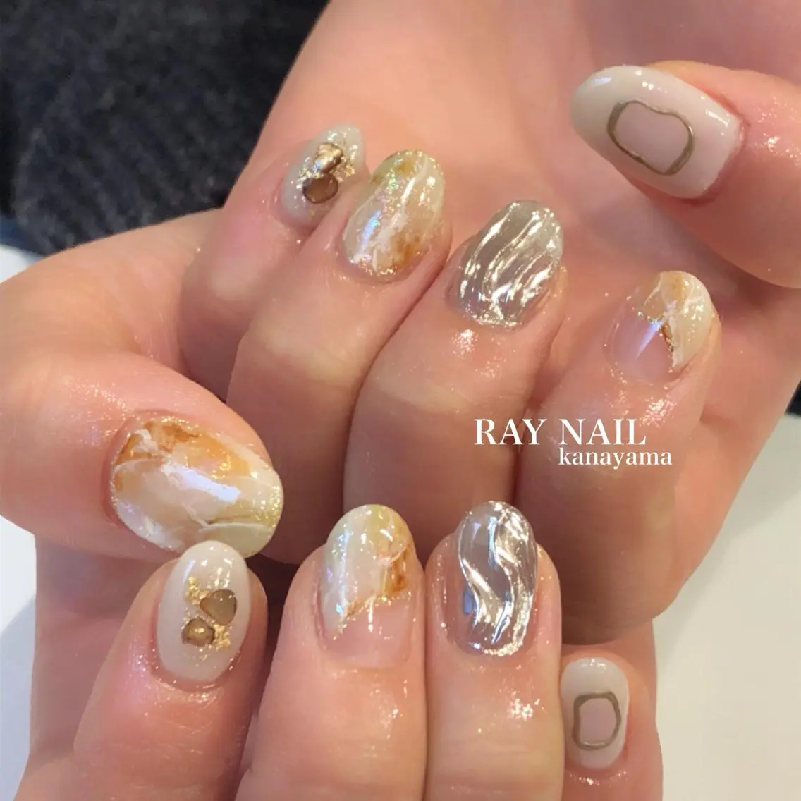 ネイル 大理石ネイル(マーブル) ニュアンスネイル Arowa 伊田のネイルデザイン