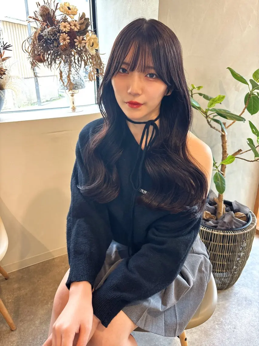 ロング 韓国風ヘア レイヤーカット ヘアカラー vince gio 彩織のヘアスタイル