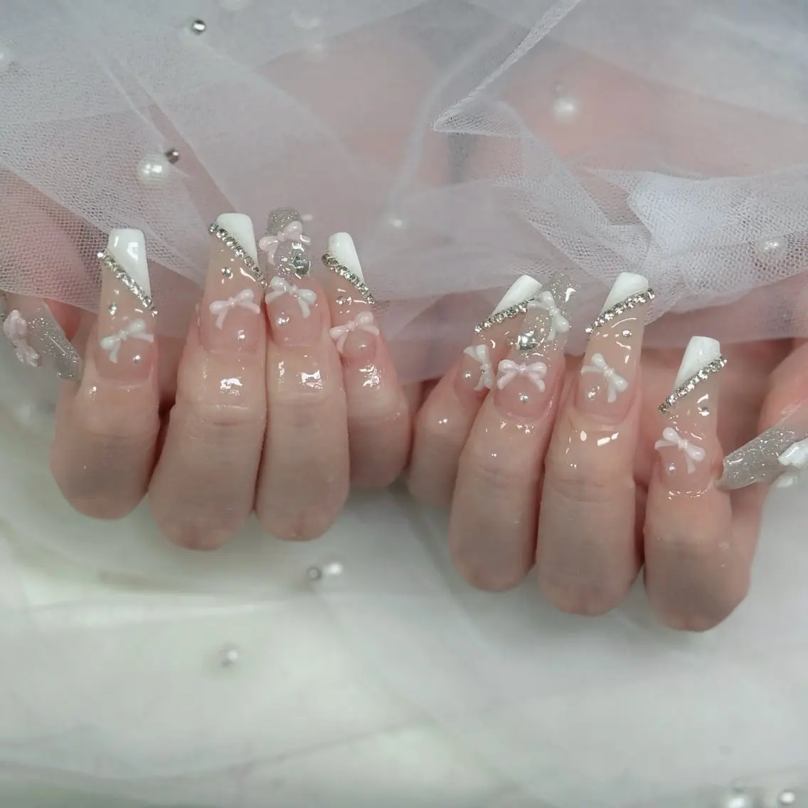 ネイル フットネイル フレンチネイル グラデーション 韓国ネイル ロングネイル ハンドネイル Hani Nail Salonのネイルデザイン