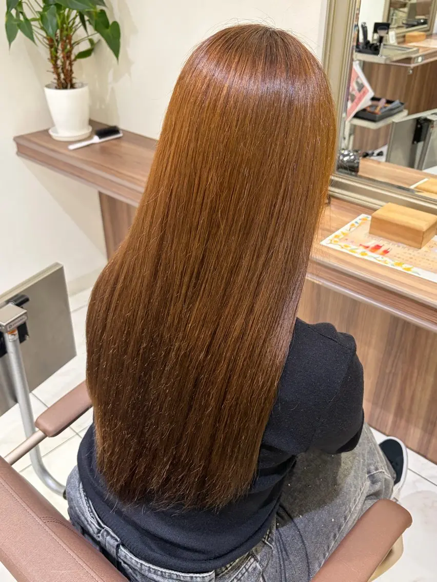 ロング 縮毛矯正 Ash桜新町 きあらのヘアスタイル