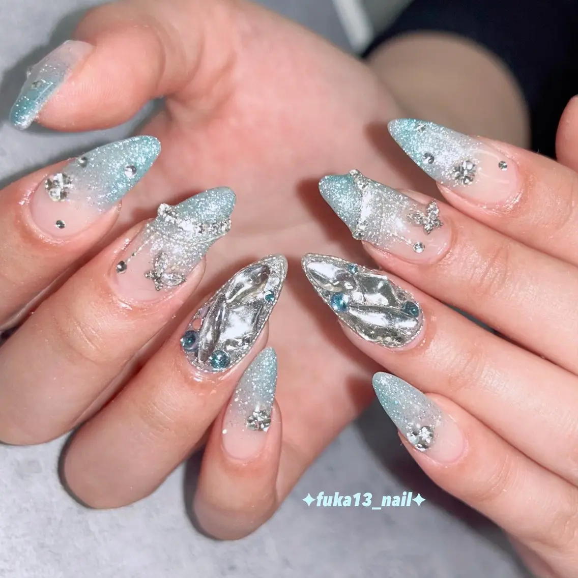 ネイル キラキラネイル 韓国ネイル マグネットネイル ワンホンネイル ハンドネイル Nail♡Fuka. /6月予約受付中のネイルデザイン