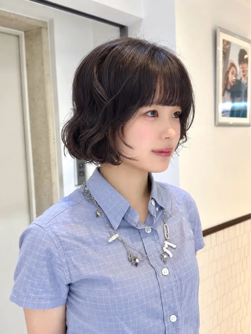 ショート パーマ ショートボブ ボブ ショートヘア カット パーマ トリートメント 🌀デジタルパーマ ボブ　萩原　龍のヘアスタイル