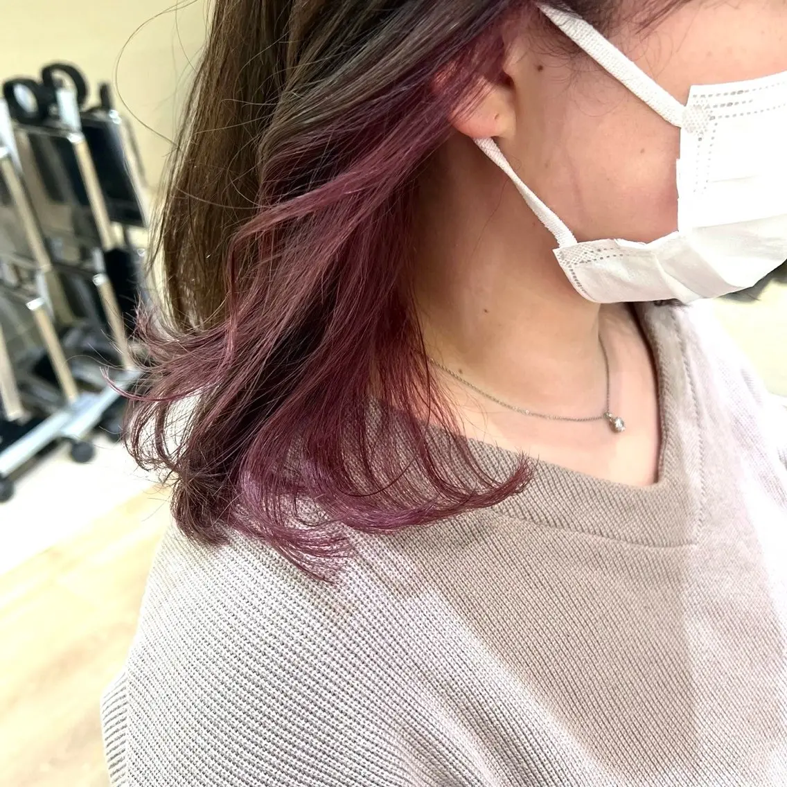 ミディアム カラー インナーカラー 艶髪 黄金比みくのヘアスタイル