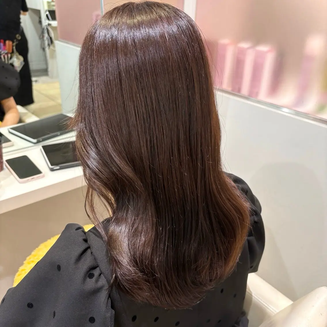 【🌷2回目クーポン🌷】カット✂️+ケアカラー+超音波アイロン付きトリートメント🤍🫧の写真