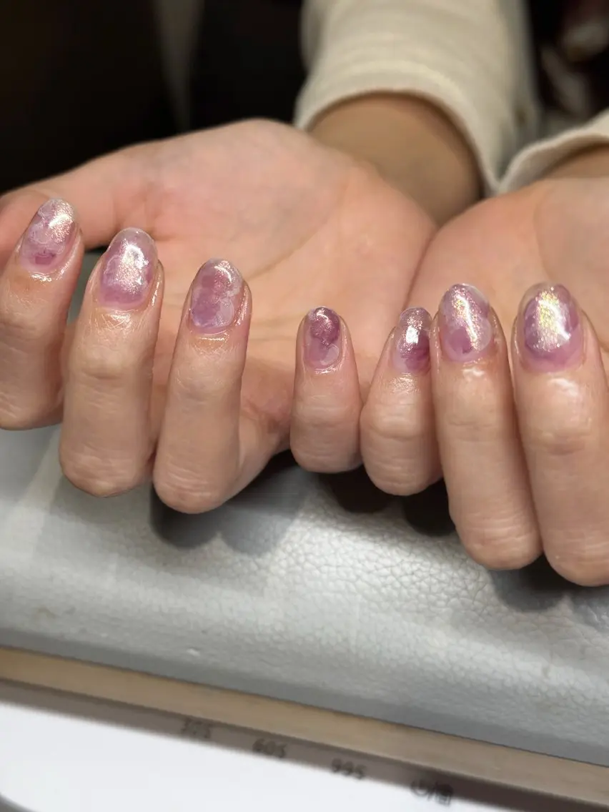 ネイル パープル 春ネイル soan 神楽坂店 mayuのネイルデザイン
